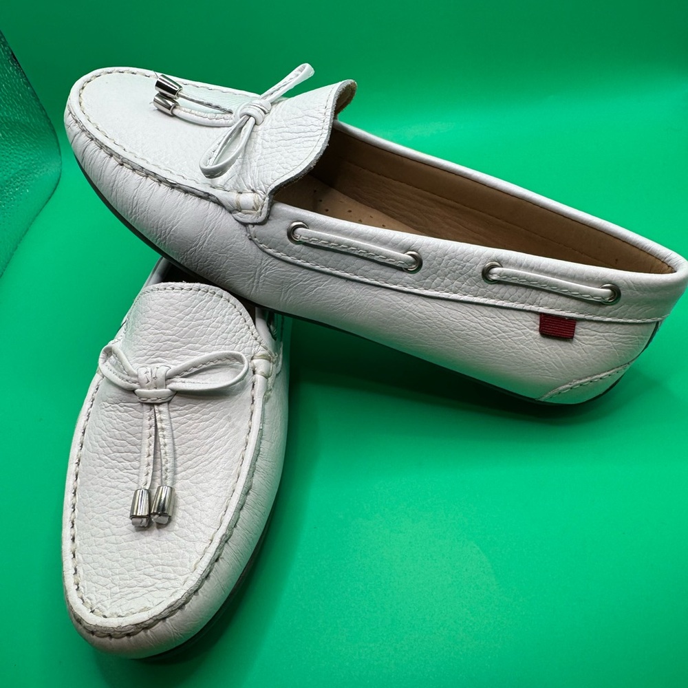 Marc Joseph NY Women's White Leather Tassel Loafers Driving Moccasins Size 7